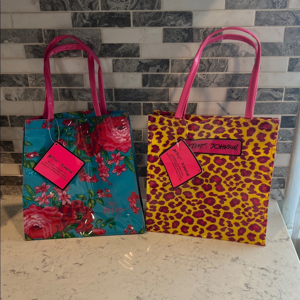 Betsy Johnson vinyl shopping bags.